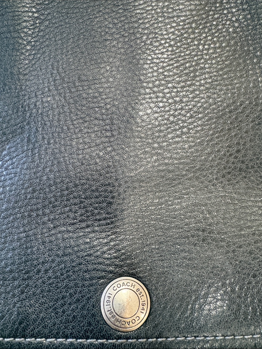 Coach 9383 Vintage Pebble Leather Shoulder Bag Gray Brown Contrast Stitch Y2K - Picture 3 of 11